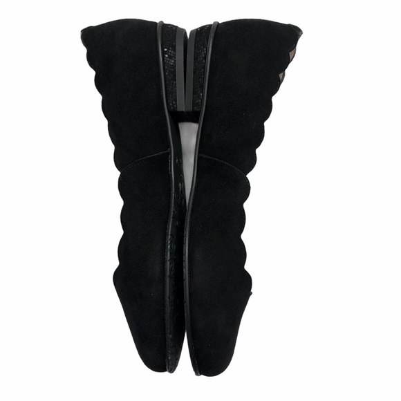 NEW Brenda Zaro Black Suede Leather Scalloped Flats 36 - Picture 5 of 8